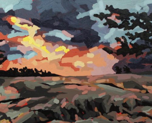 Megan FitzGerald Artist, Sunset at Georgian Bay 18x36